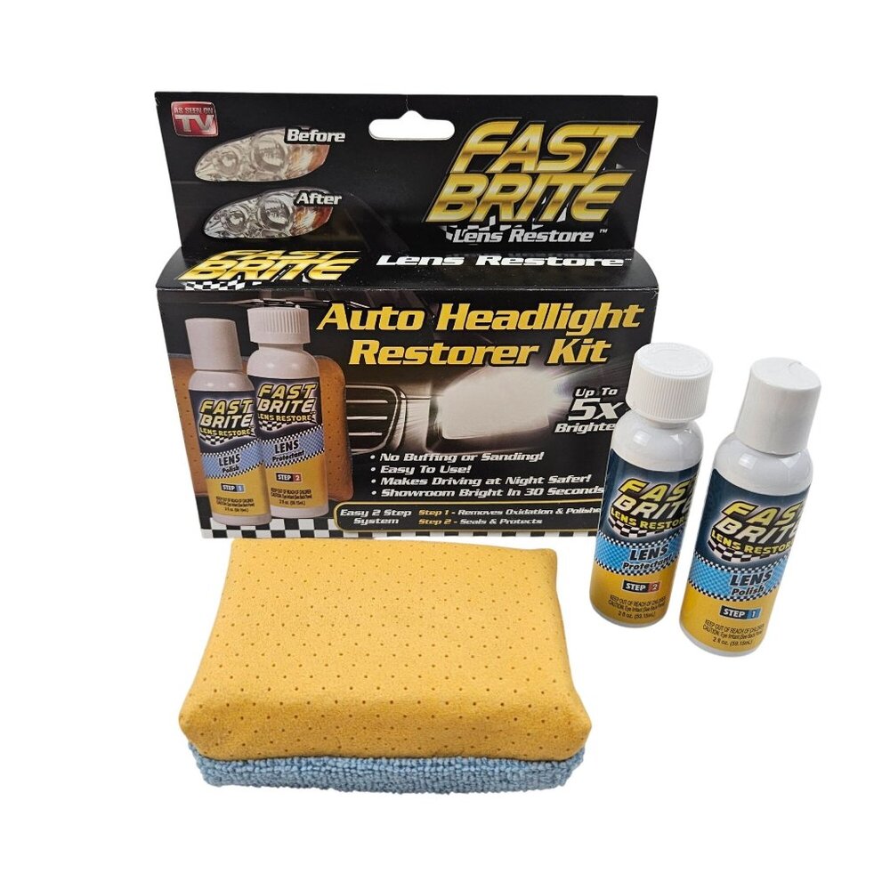 Fast Brite Auto Headlight Restorer Kit Lens Removes Oxidation Polishes Seals - Picture 7 of 12